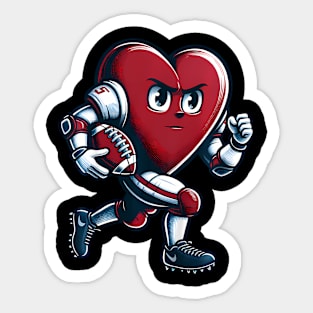 Valentines Day Heart Football Player Team Sports Sticker